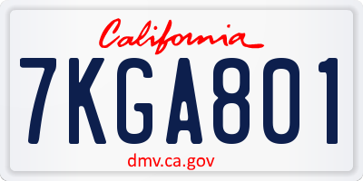 CA license plate 7KGA801