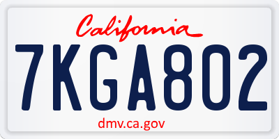 CA license plate 7KGA802