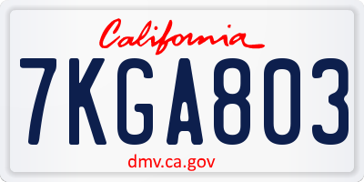 CA license plate 7KGA803