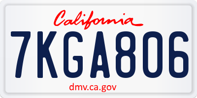CA license plate 7KGA806