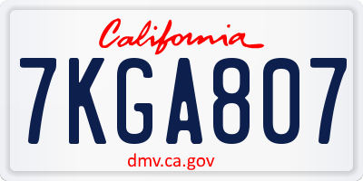 CA license plate 7KGA807