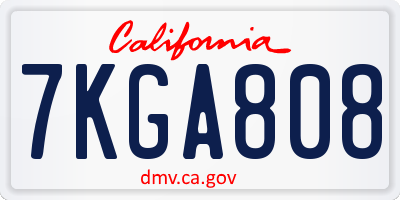 CA license plate 7KGA808