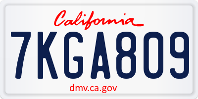 CA license plate 7KGA809