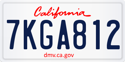 CA license plate 7KGA812