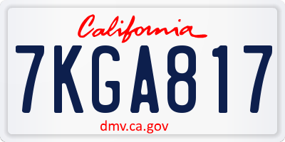 CA license plate 7KGA817
