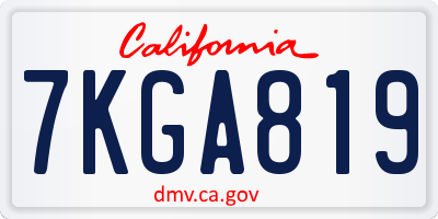 CA license plate 7KGA819