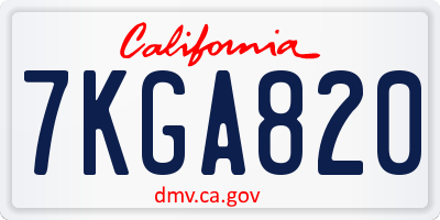 CA license plate 7KGA820