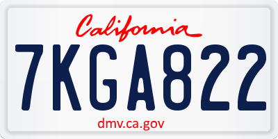 CA license plate 7KGA822