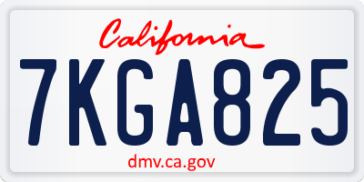 CA license plate 7KGA825