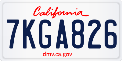 CA license plate 7KGA826