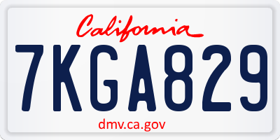 CA license plate 7KGA829