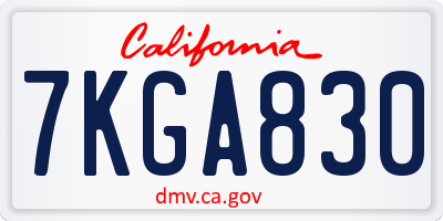 CA license plate 7KGA830