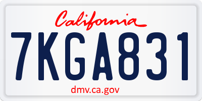 CA license plate 7KGA831