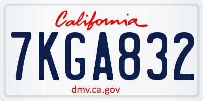 CA license plate 7KGA832