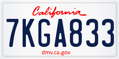 CA license plate 7KGA833