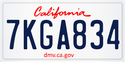 CA license plate 7KGA834