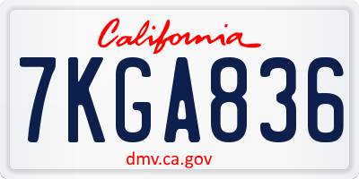 CA license plate 7KGA836