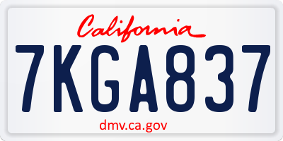 CA license plate 7KGA837