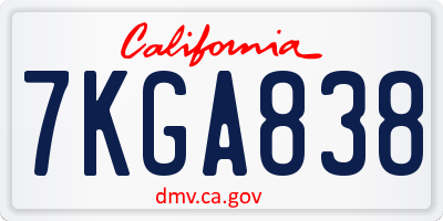 CA license plate 7KGA838