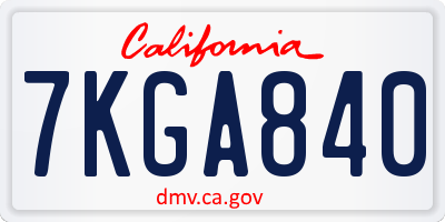 CA license plate 7KGA840
