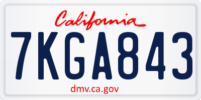 CA license plate 7KGA843