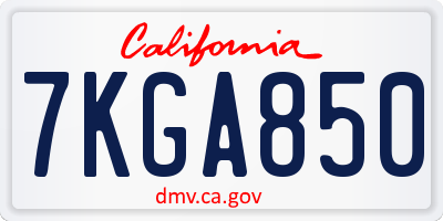 CA license plate 7KGA850