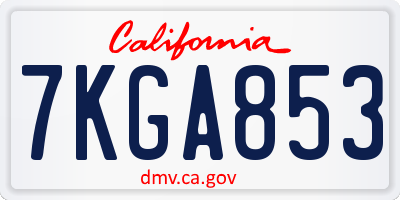 CA license plate 7KGA853