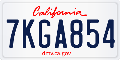 CA license plate 7KGA854