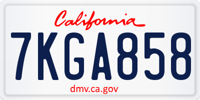 CA license plate 7KGA858