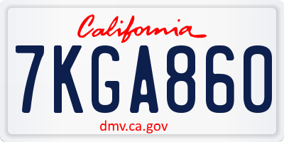 CA license plate 7KGA860