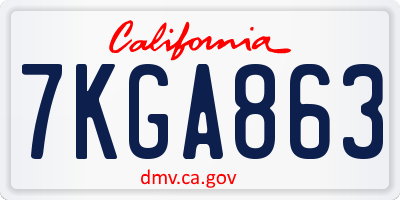 CA license plate 7KGA863