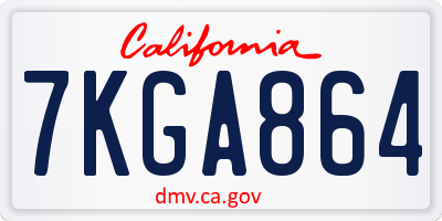 CA license plate 7KGA864