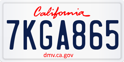 CA license plate 7KGA865