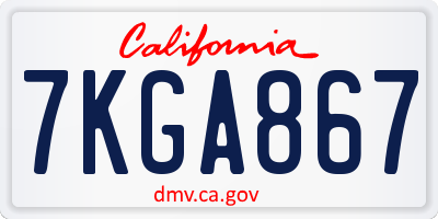 CA license plate 7KGA867