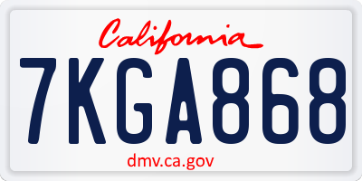 CA license plate 7KGA868