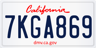 CA license plate 7KGA869