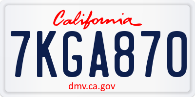 CA license plate 7KGA870