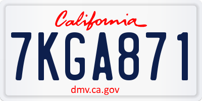 CA license plate 7KGA871