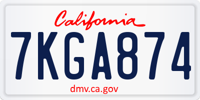CA license plate 7KGA874