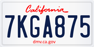 CA license plate 7KGA875