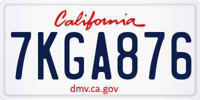 CA license plate 7KGA876