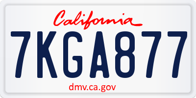 CA license plate 7KGA877