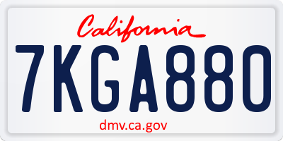 CA license plate 7KGA880