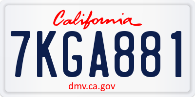 CA license plate 7KGA881