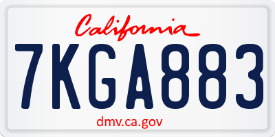 CA license plate 7KGA883