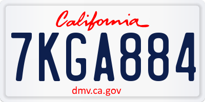 CA license plate 7KGA884