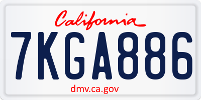 CA license plate 7KGA886