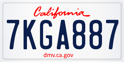 CA license plate 7KGA887