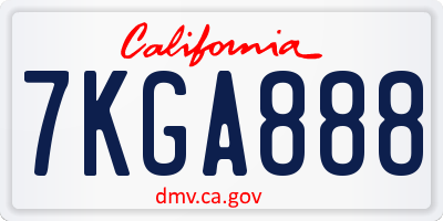 CA license plate 7KGA888