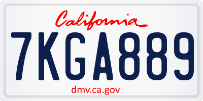 CA license plate 7KGA889